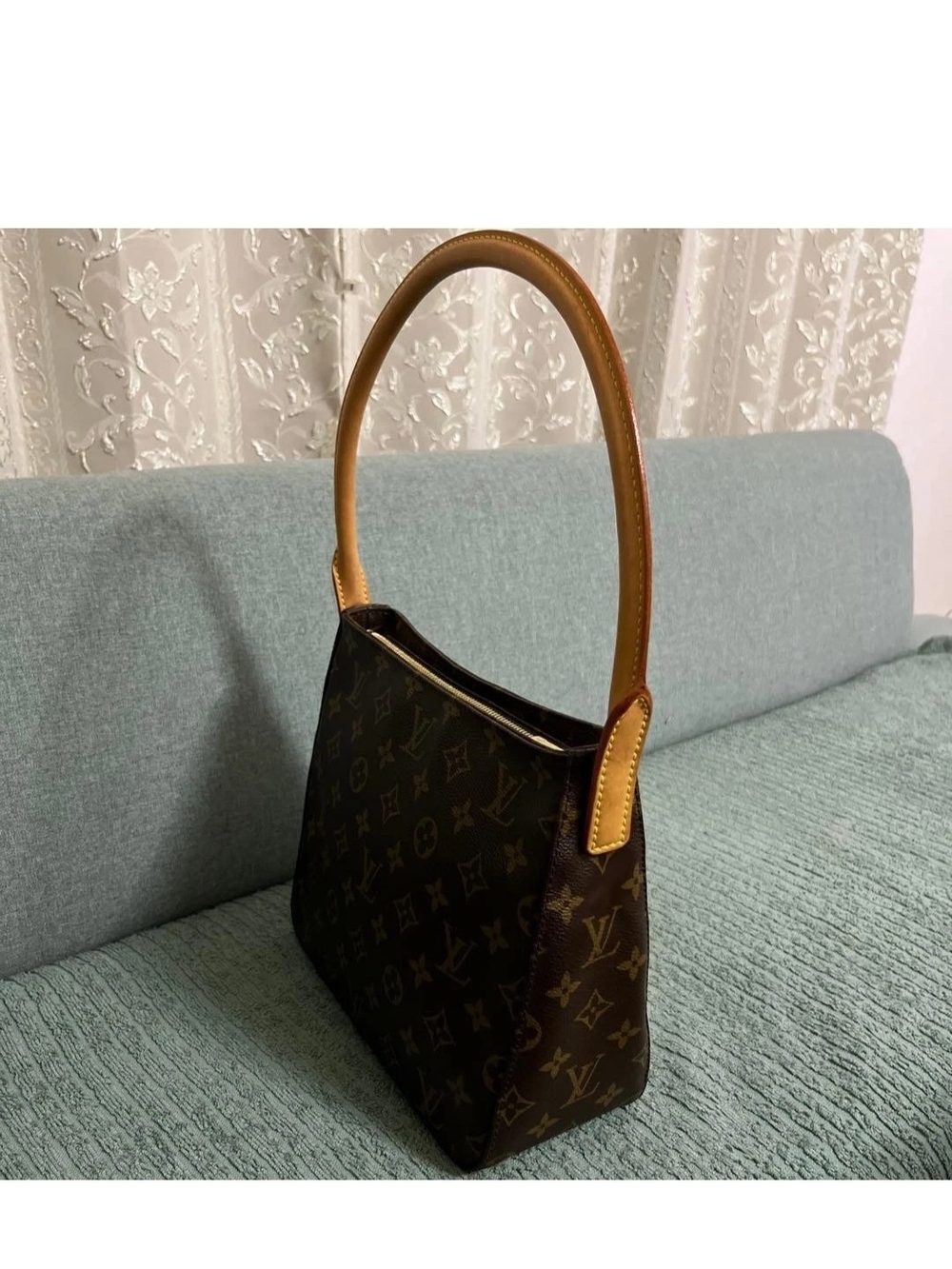 Louis Vuitton Monogram Canvas Shoulder Bag with Tan Handle - Picture 3 of 5